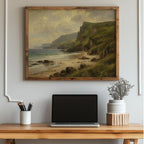 Irish beach and green cliffs oil painting Irish print – wall mockup 3