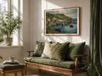 Atlantic Way fishing village oil painting Irish print – wall mockup 5