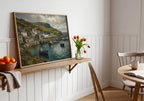 Atlantic Way fishing village oil painting Irish print – wall mockup 1