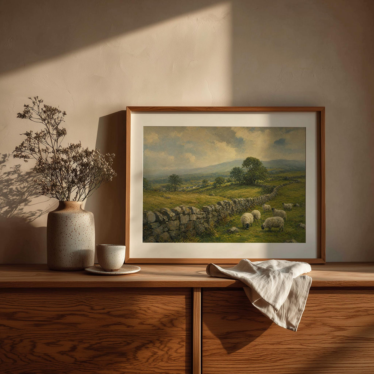 Irish countryside sheep oil painting Irish print – wall mockup 4