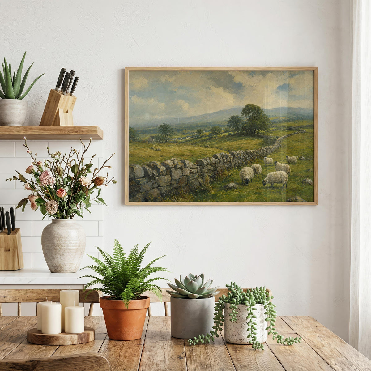 Irish countryside sheep oil painting Irish print – wall mockup 1