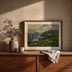 Cliffside sheep pasture oil painting Irish print – wall mockup 2