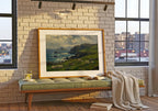 Cliffside sheep pasture oil painting Irish print – wall mockup 7