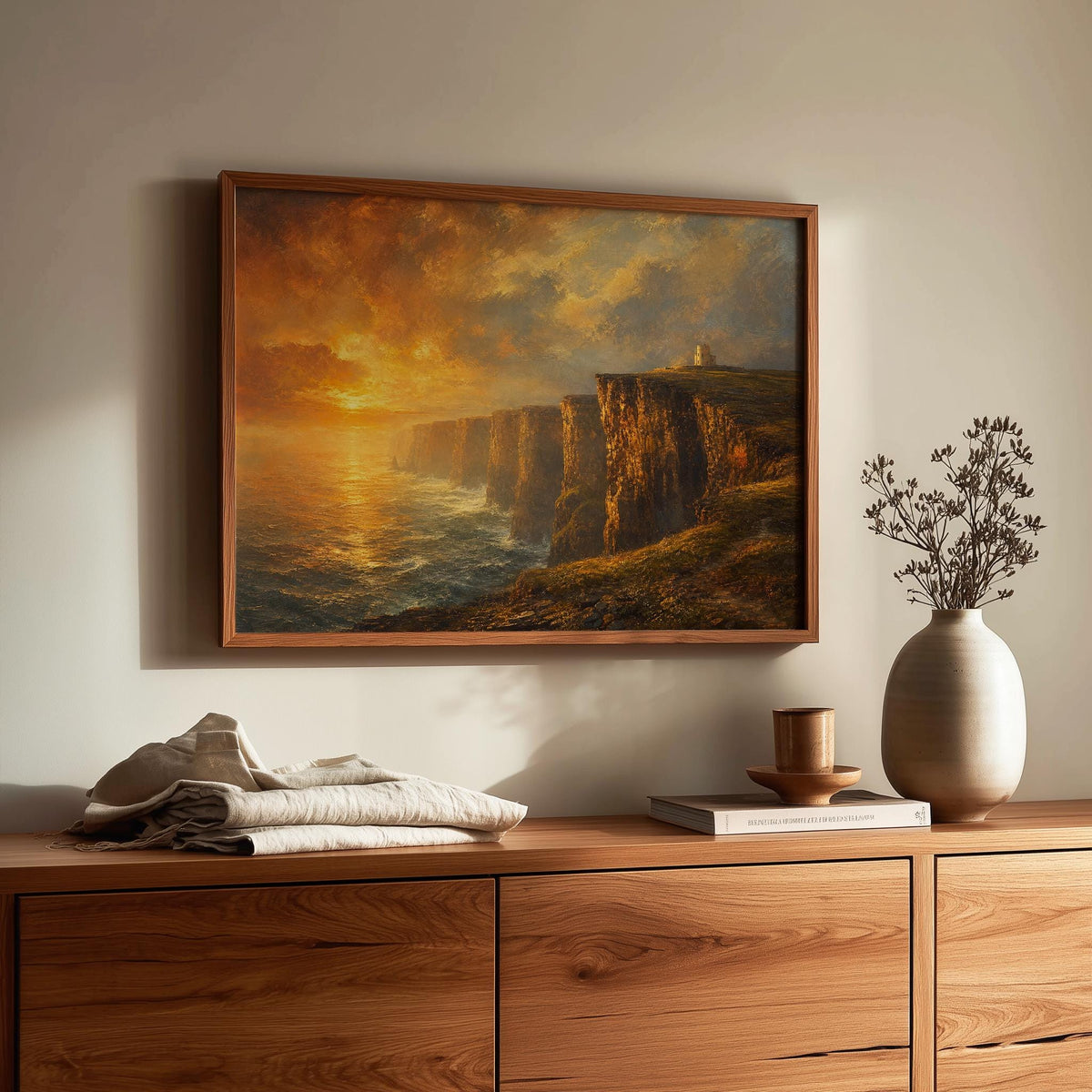 Cliffs of Moher Sunset Irish print – wall mockup 1