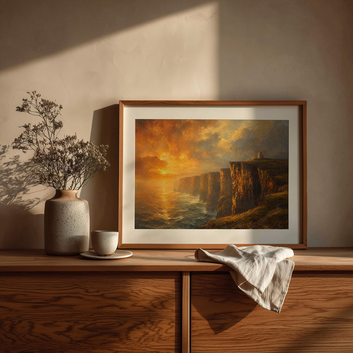Cliffs of Moher Sunset Irish print – wall mockup 3