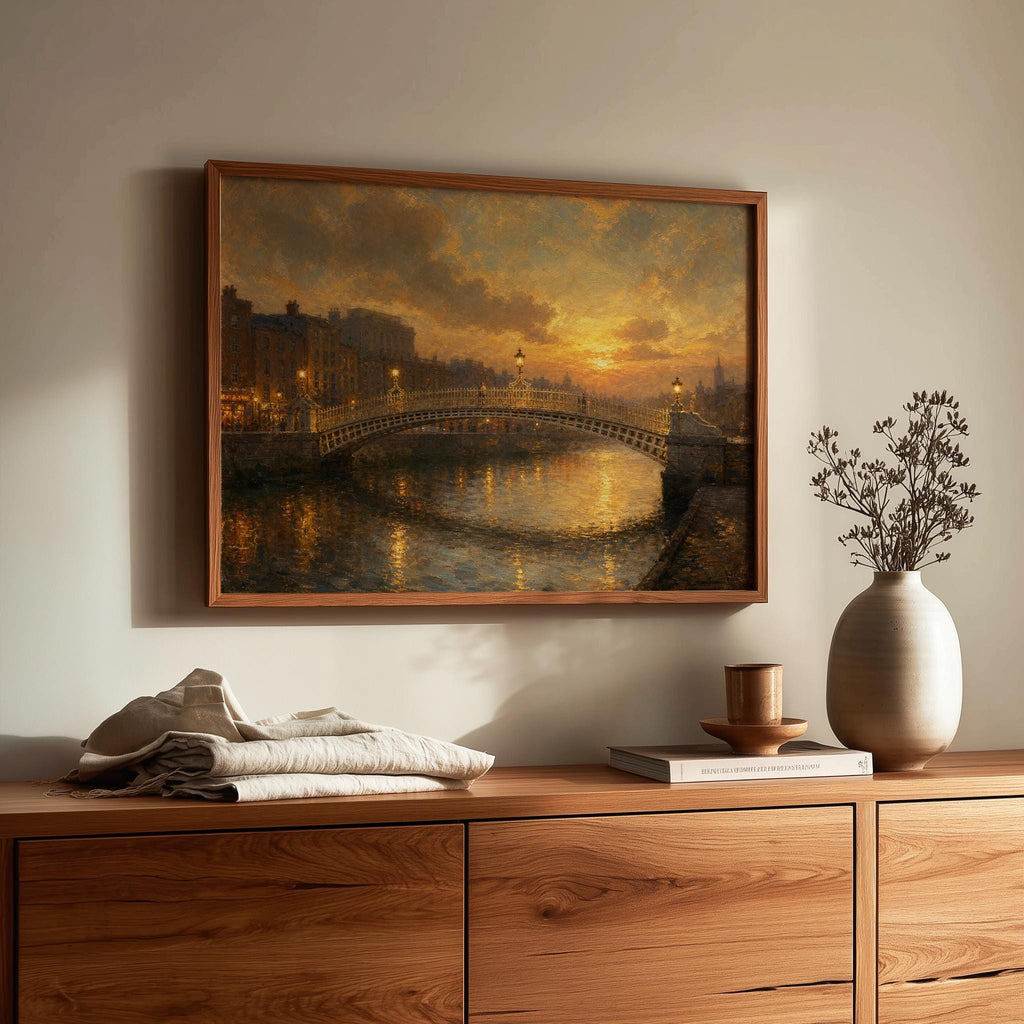 Ha'penny Bridge Dublin Irish print – wall mockup 1