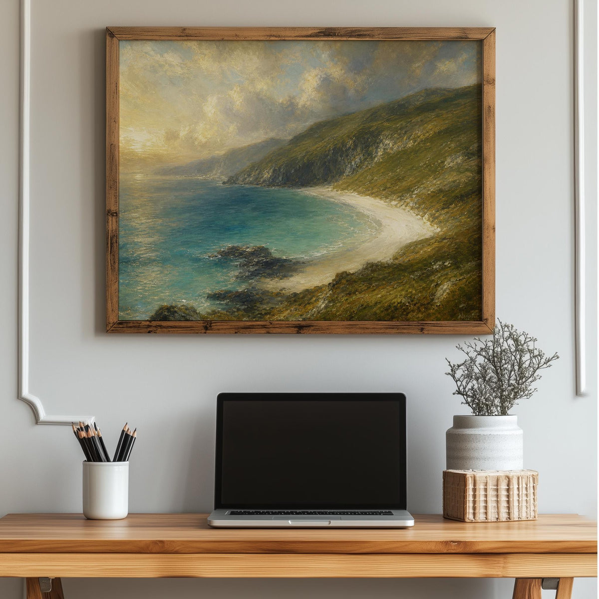 Keem Bay Achill Island vintage Irish print – wall mockup 4