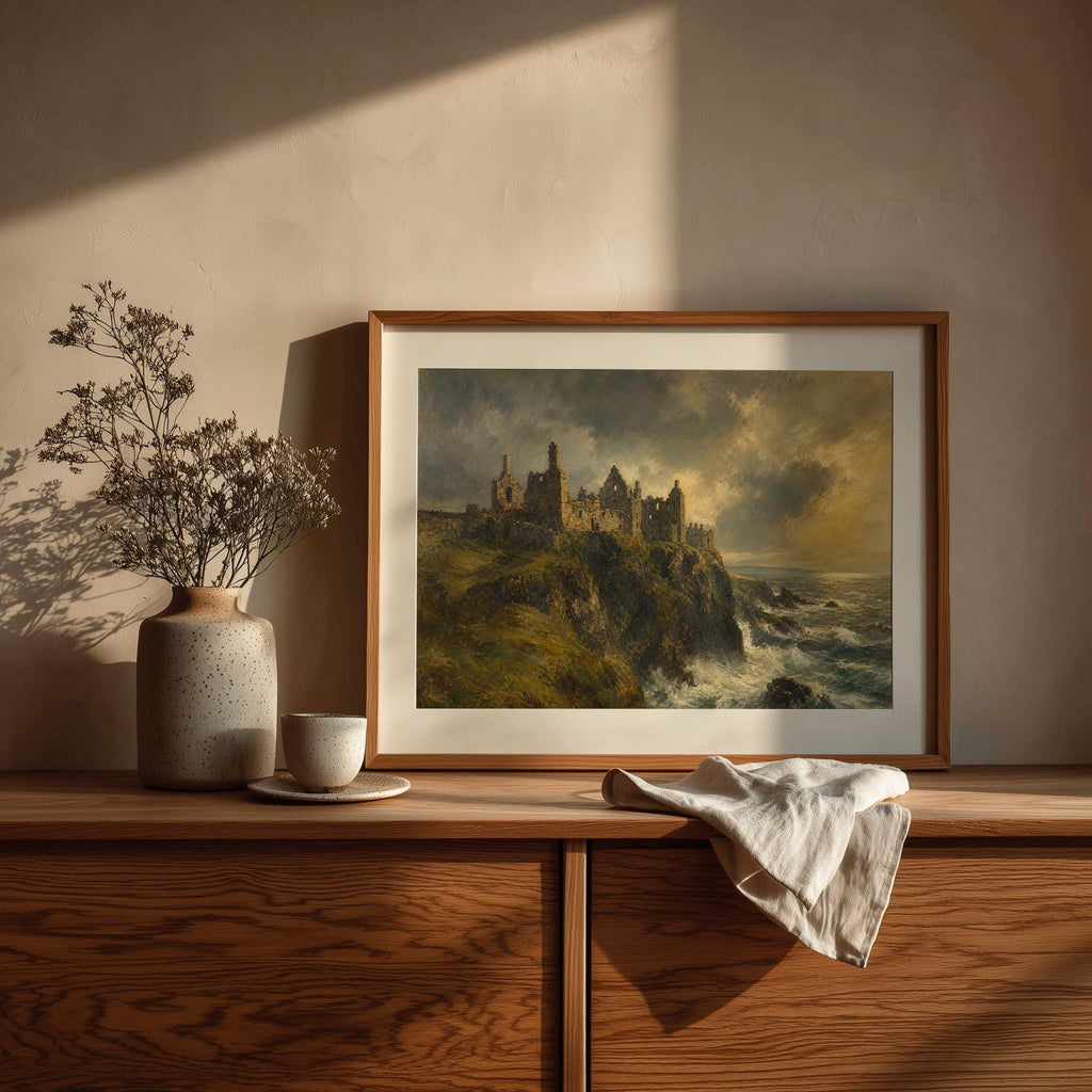 Dunluce Castle Irish print – wall mockup 3