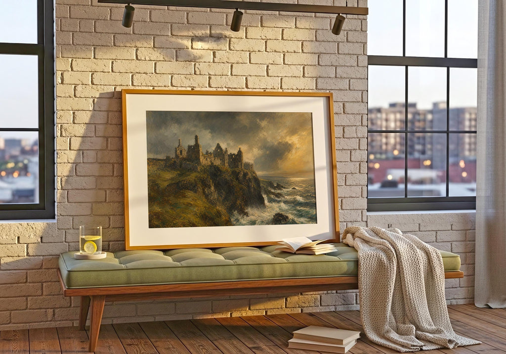 Dunluce Castle Irish print – wall mockup 1