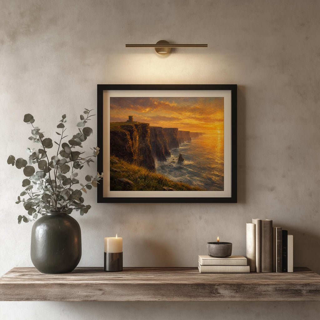 Cliffs of Moher Sunset Irish print – wall mockup 7