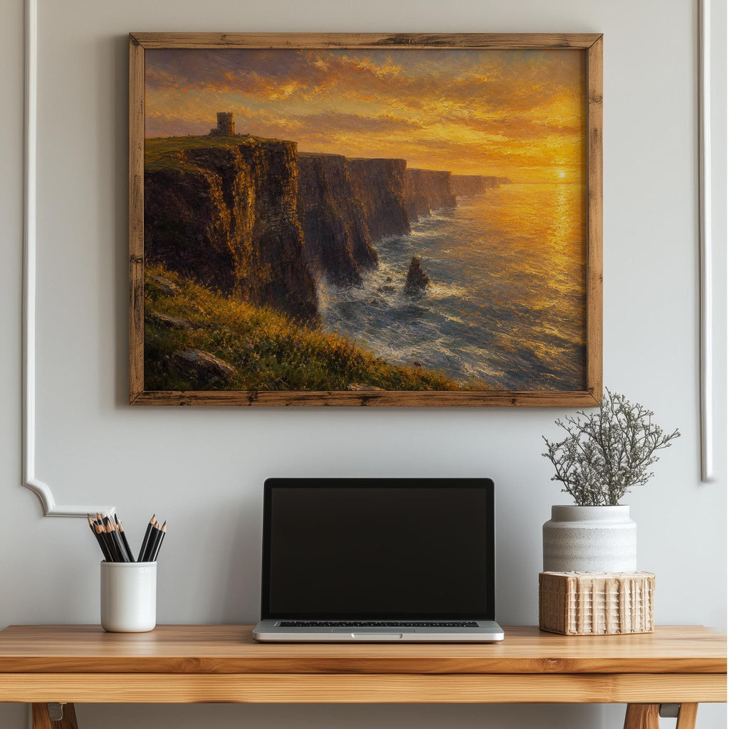 Cliffs of Moher Sunset Irish print – wall mockup 3