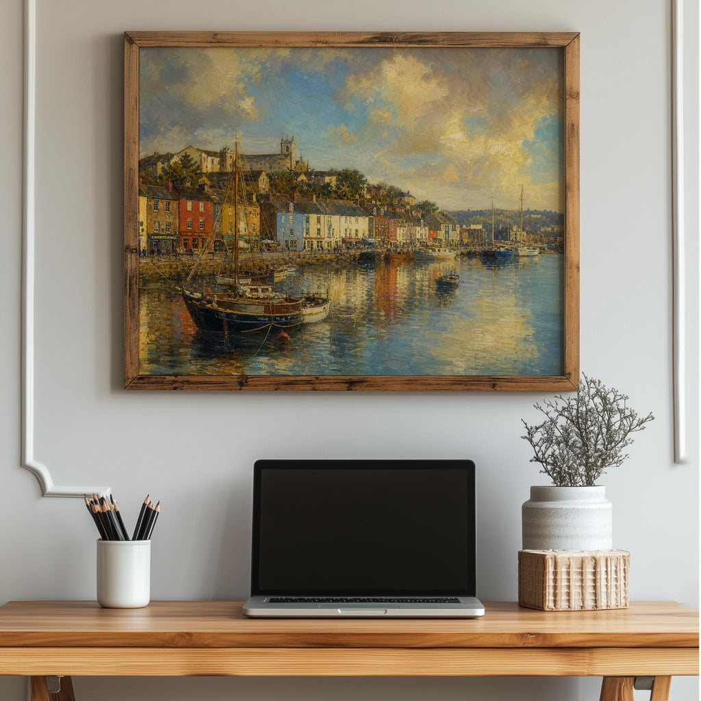 Kinsale Harbour Sailboat Irish print – wall mockup 5