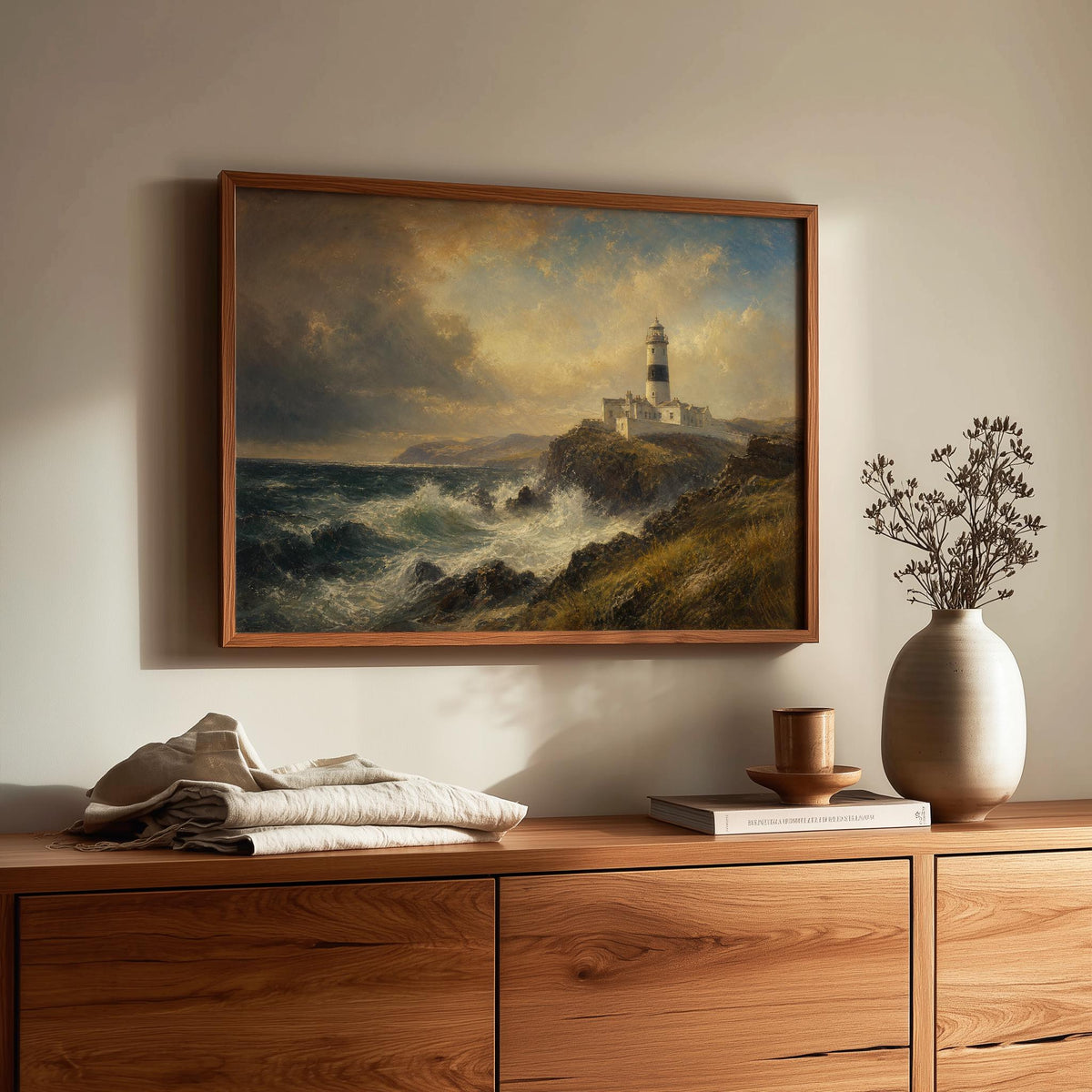Fanad Head Lighthouse painting Irish print – wall mockup 6