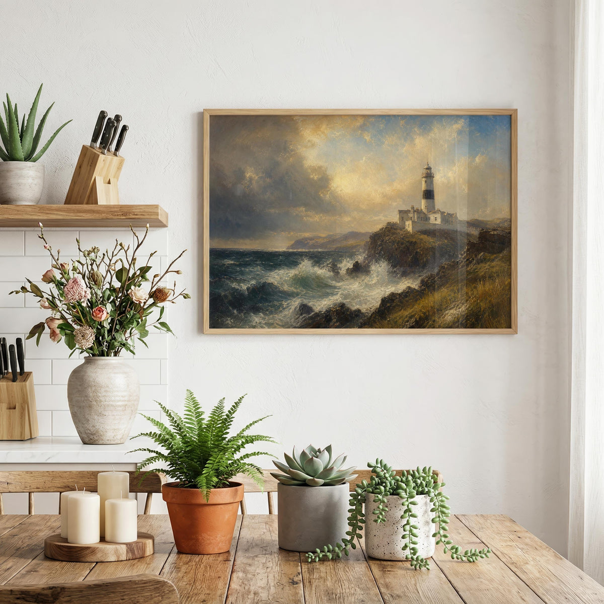 Fanad Head Lighthouse painting Irish print – wall mockup 7