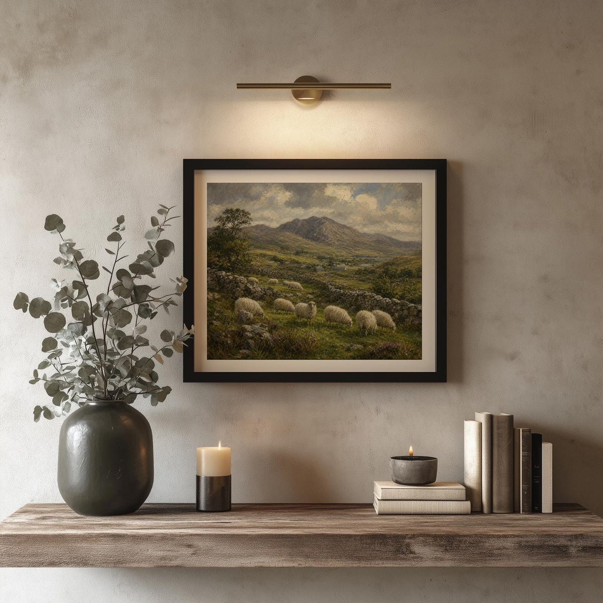 Irish sheep valley landscape Irish print – wall mockup 2