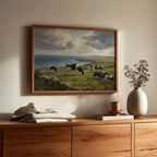 Dairy cows farmhouse oil painting Irish print – wall mockup 1