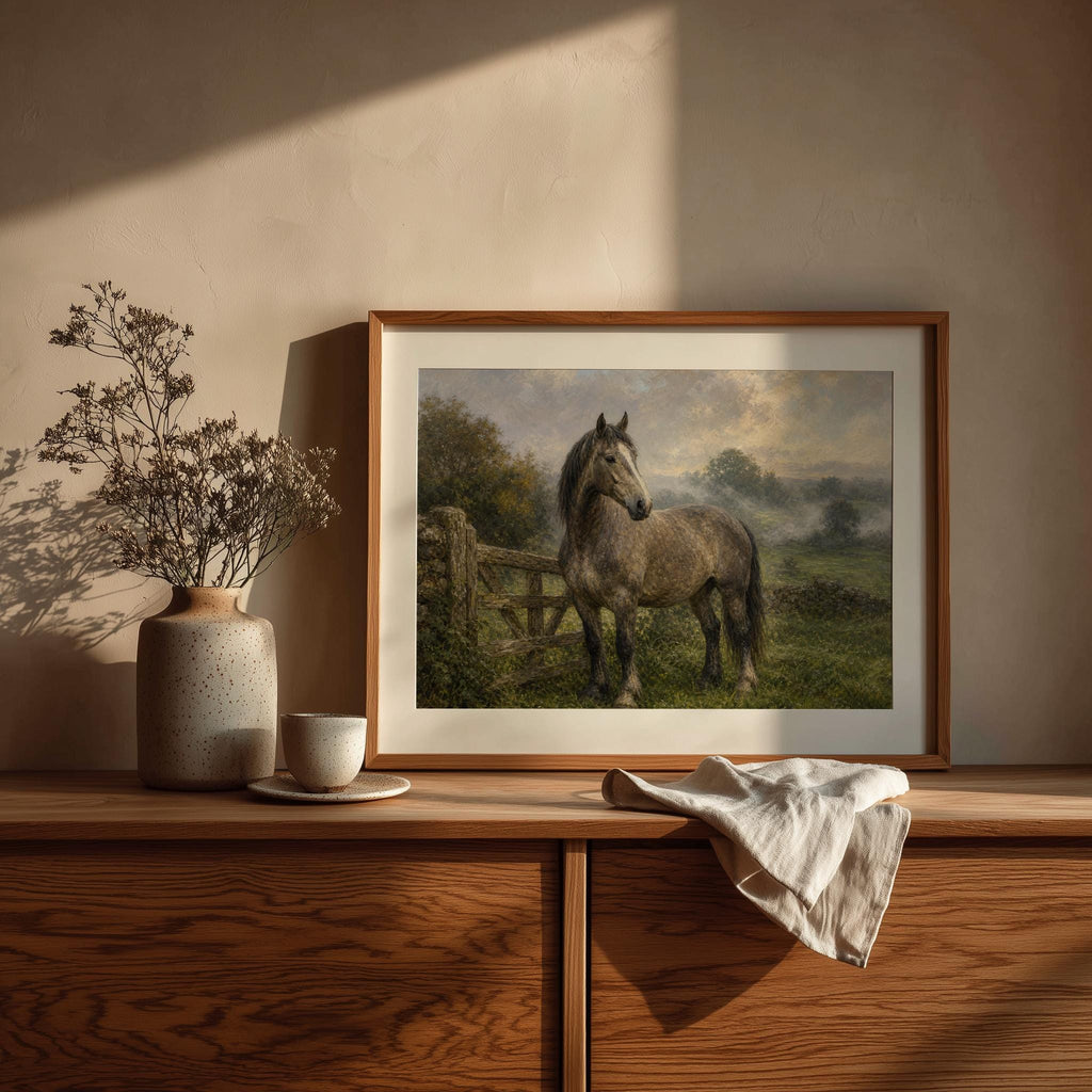Irish Draught Horse Oil Painting Irish print – wall mockup 3