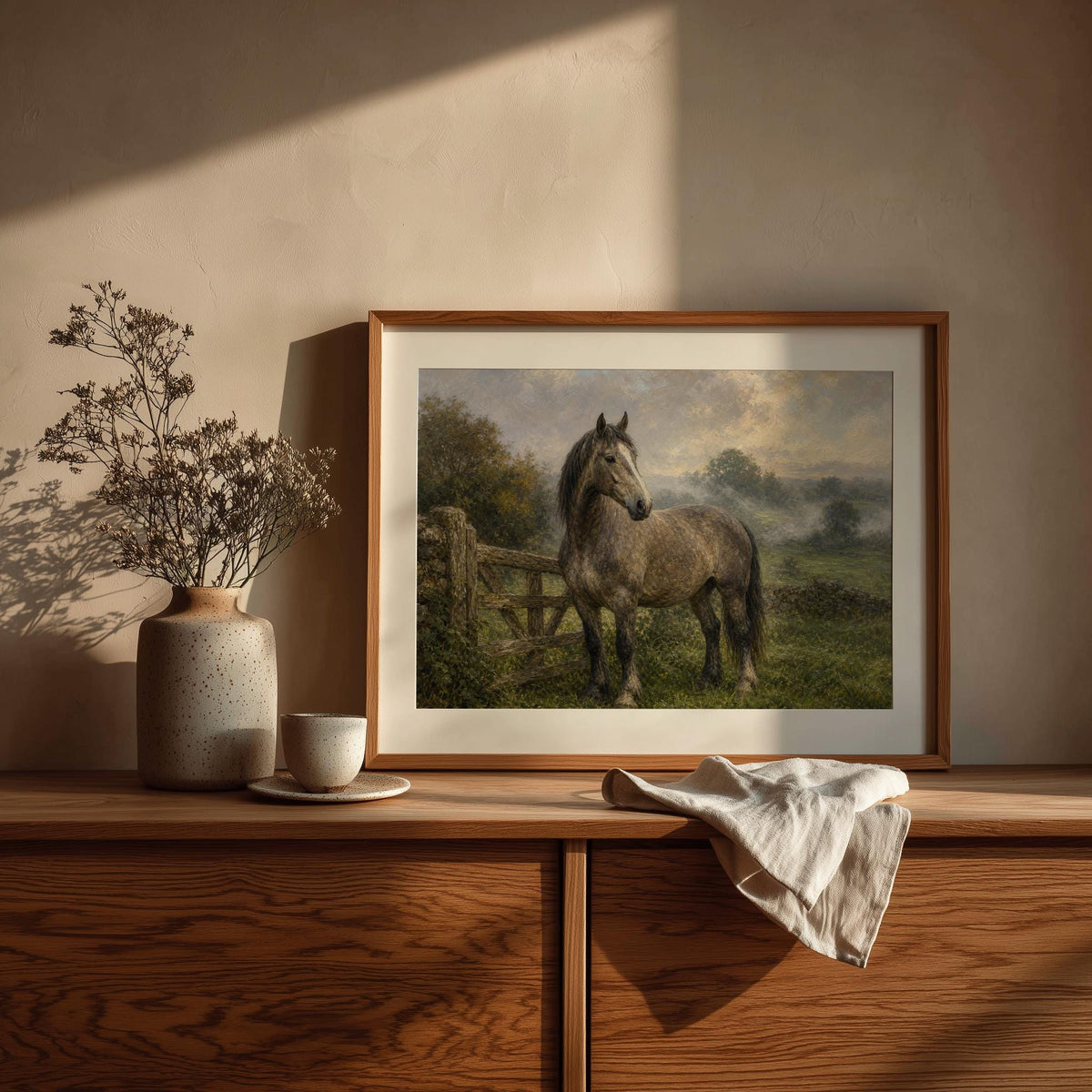 Irish Draught Horse Oil Painting Irish print – wall mockup 3