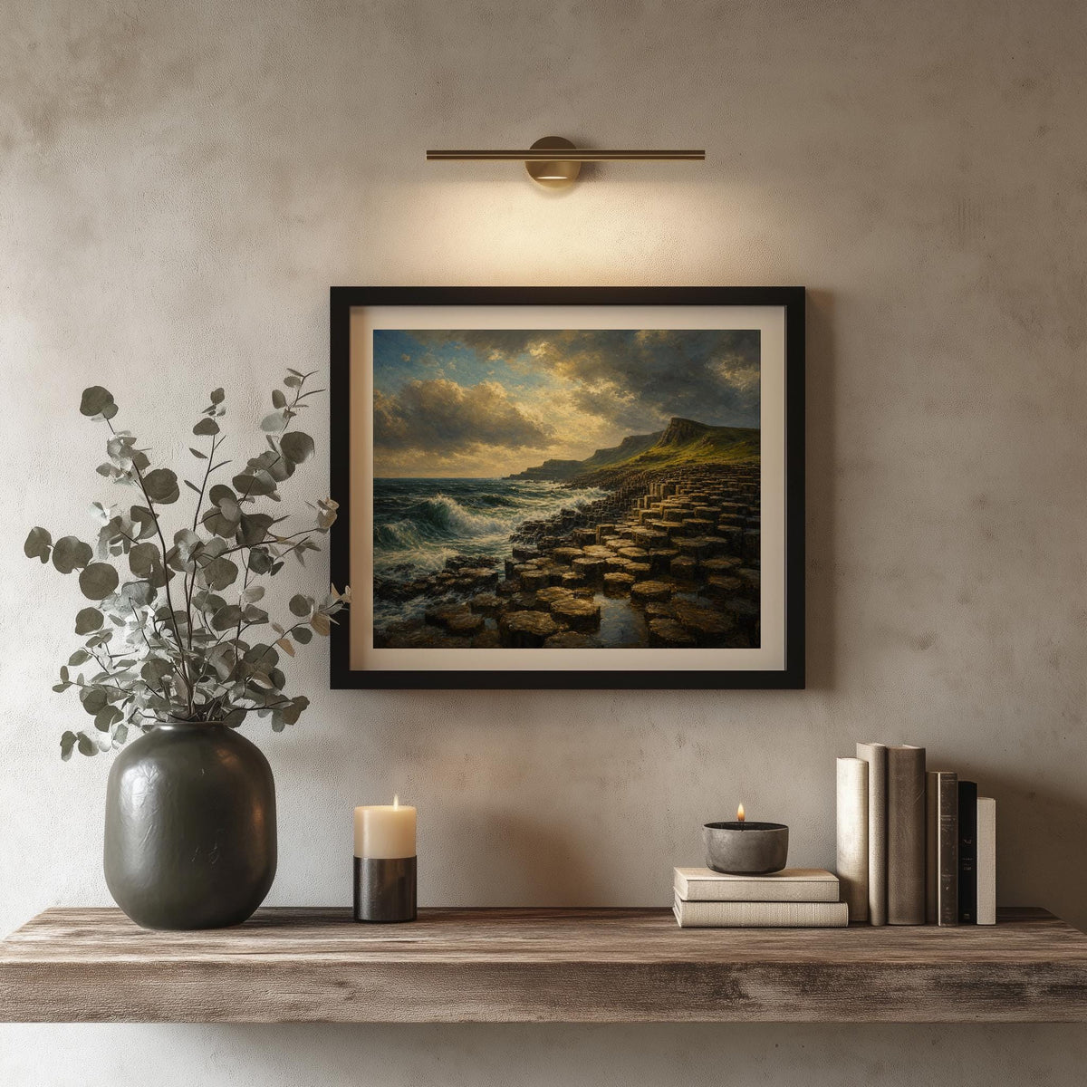 Giant's Causeway oil painting Irish print – wall mockup 2