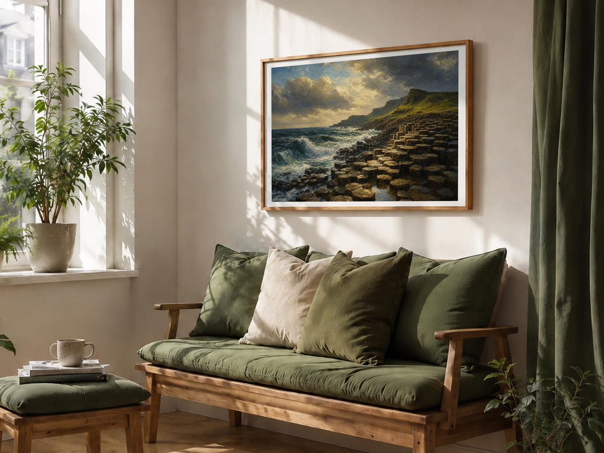 Giant's Causeway oil painting Irish print – wall mockup 5
