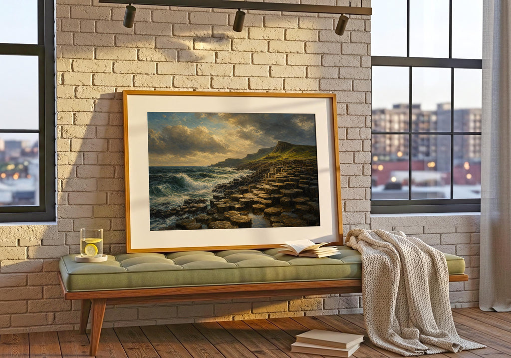 Giant's Causeway oil painting Irish print – wall mockup 7