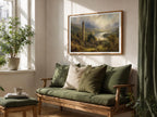 Glendalough round tower oil painting Irish print – wall mockup 7