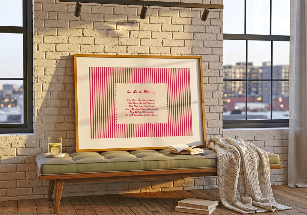 Red Stripe Irish Blessing Irish print – room mockup 6