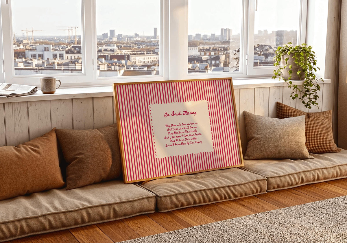 Red Stripe Irish Blessing Irish print – room mockup 5