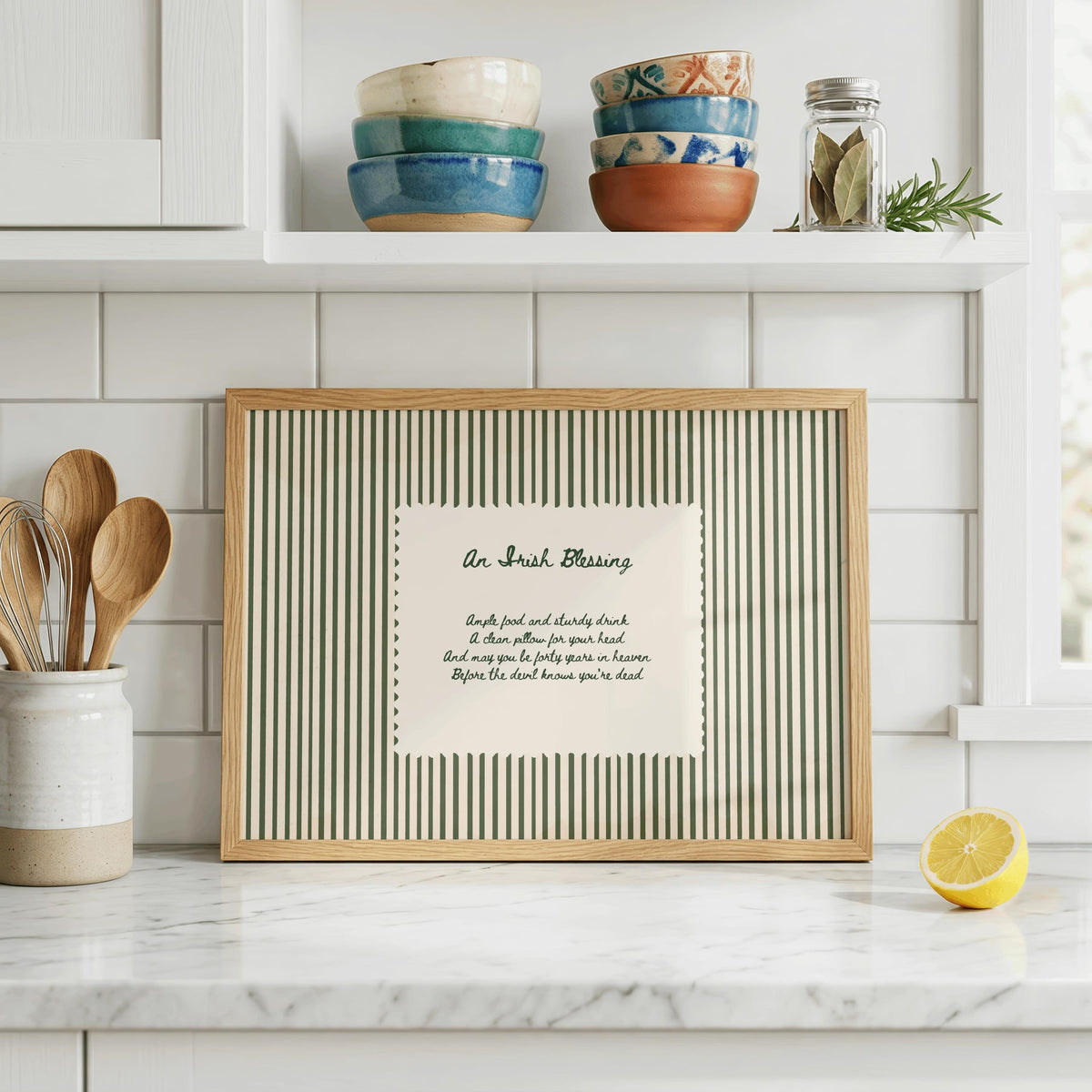 Sage Irish Blessing Irish print – room mockup 1