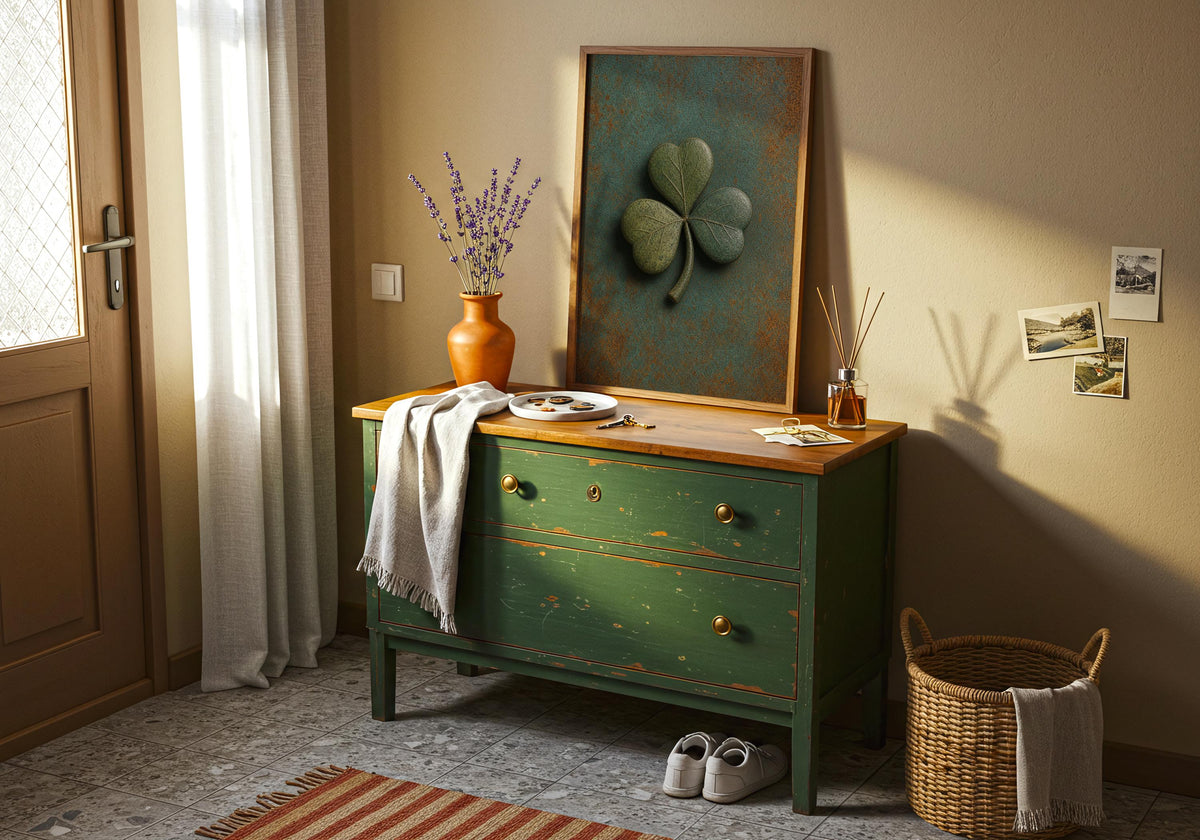 Embossed Shamrock Irish print – room mockup 4