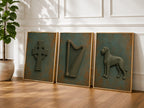 Verdigris bronze Celtic relief Irish print set – design