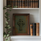 Verdigris bronze Celtic relief Irish print set – wall mockup 2