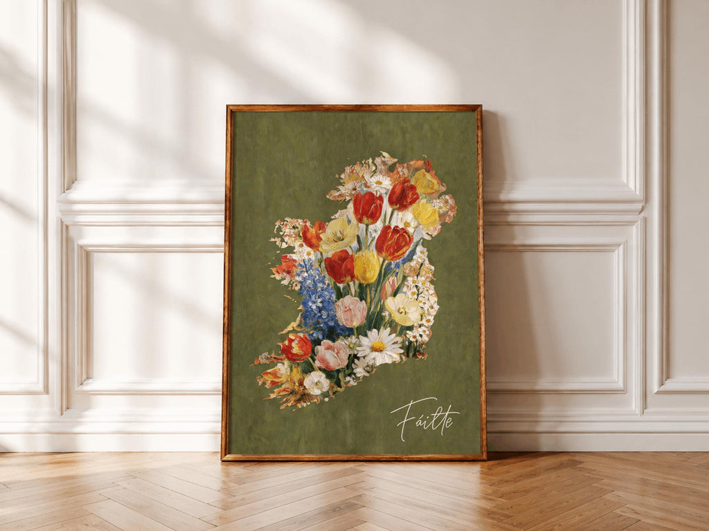 Fáilte Floral Bouquet Irish print – room mockup 1