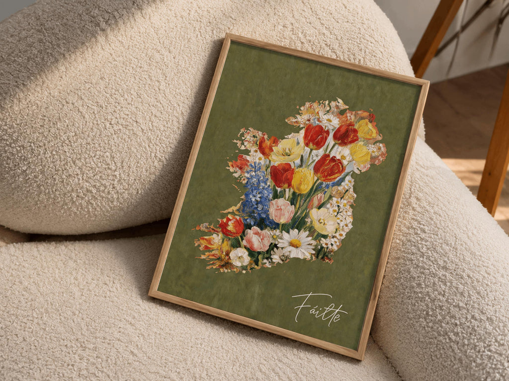 Fáilte Floral Bouquet Irish print – room mockup 4