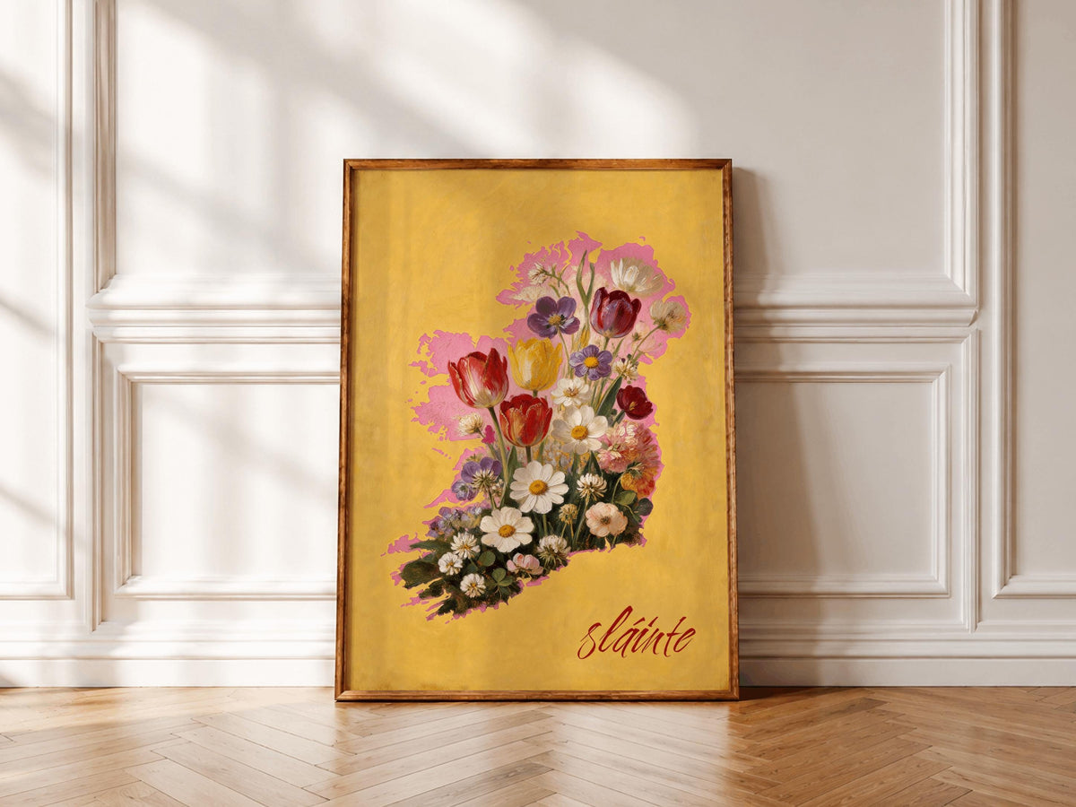 Slainte With Floral Ireland Map Irish print – photo 3