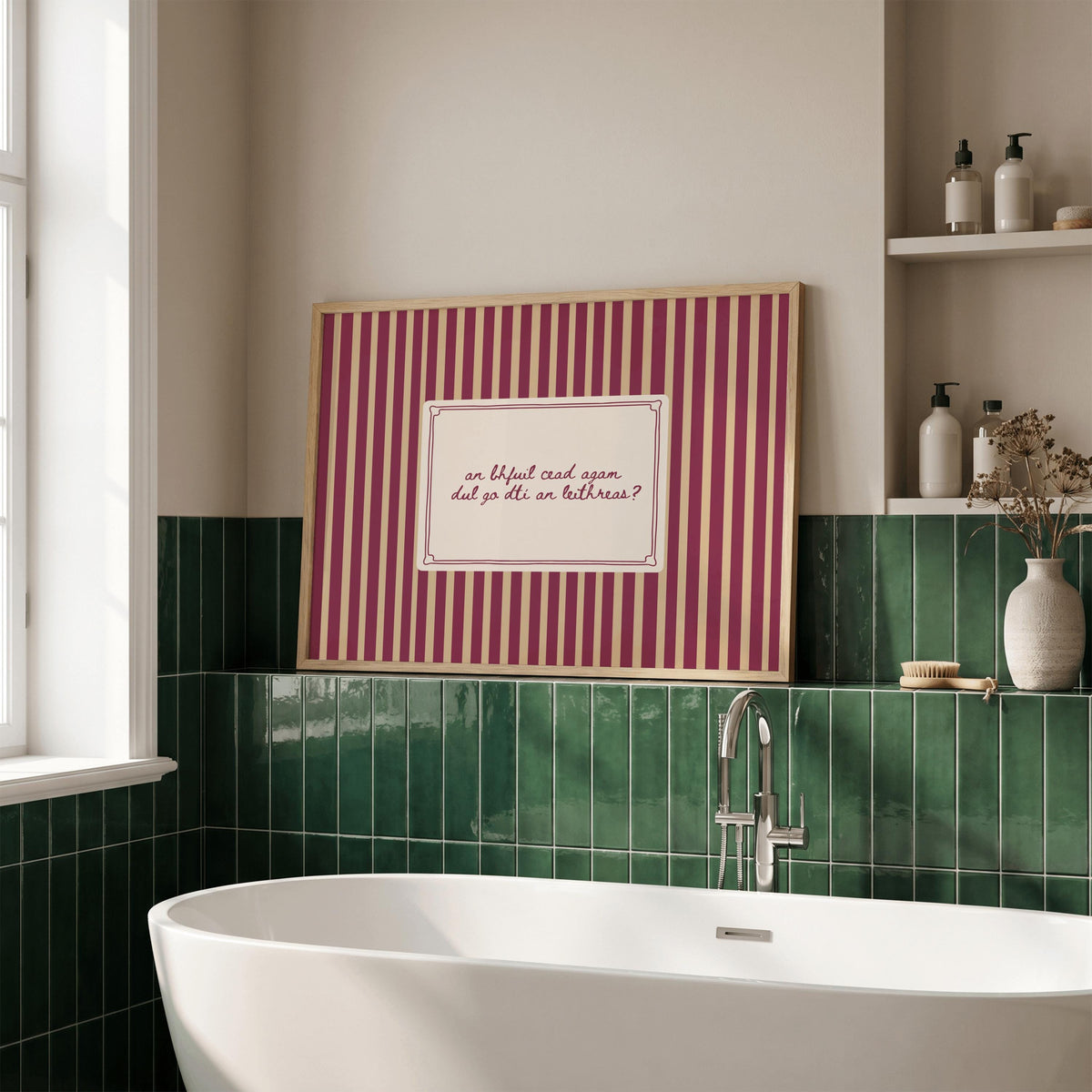 An bhfuil cead agam dul go dtí an leithreas Irish print – wall mockup 4