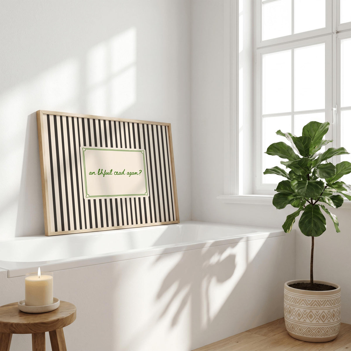 An Bhfuil Cead Agam bathroom Irish print – wall mockup 5