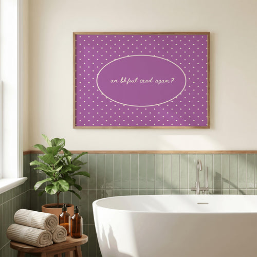 An Bhfuil Cead Agam playful typography Irish print – wall mockup 1