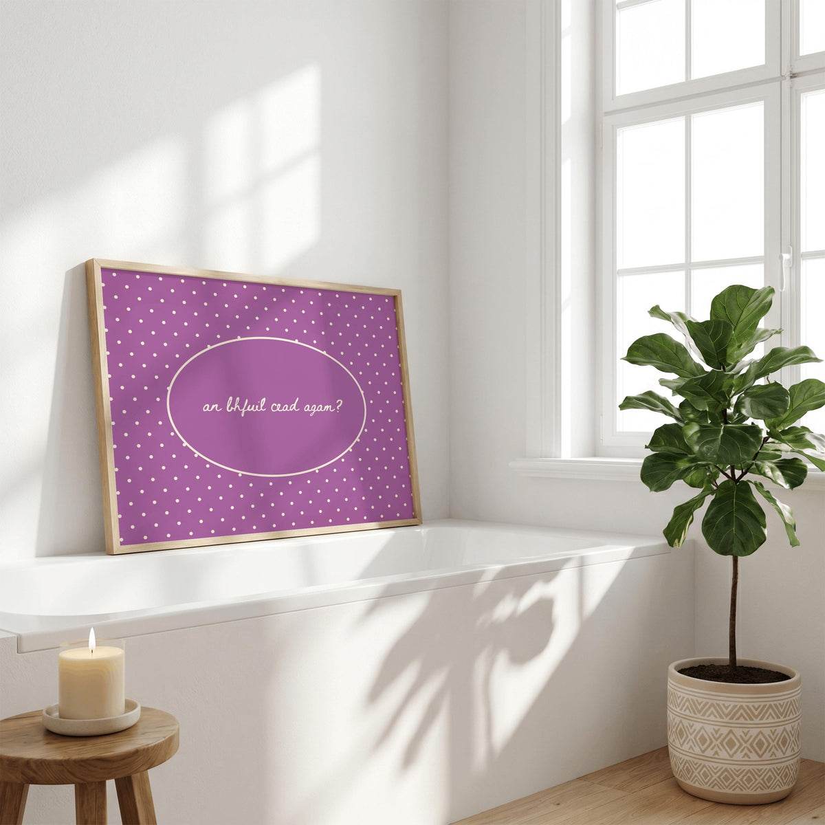 An Bhfuil Cead Agam playful typography Irish print – wall mockup 5