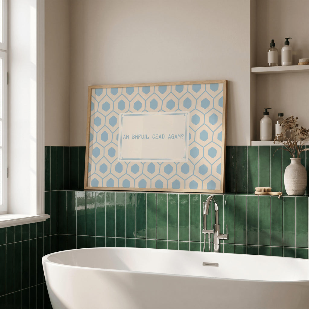 An Bhfuil Cead Agam vintage typography Irish print – wall mockup 6
