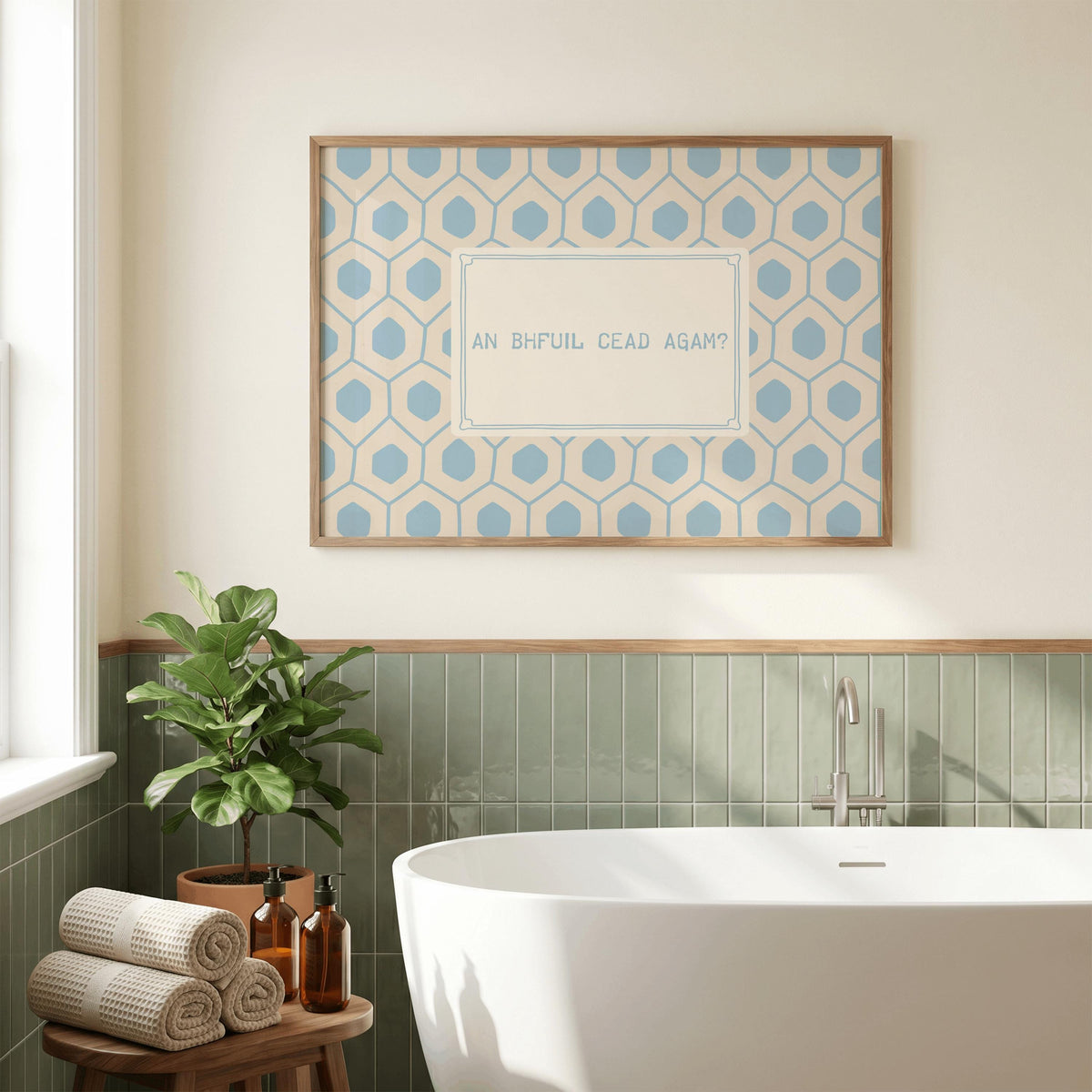 An Bhfuil Cead Agam vintage typography Irish print – wall mockup 1