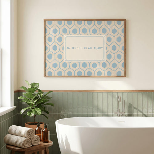 An Bhfuil Cead Agam vintage typography Irish print – wall mockup 1