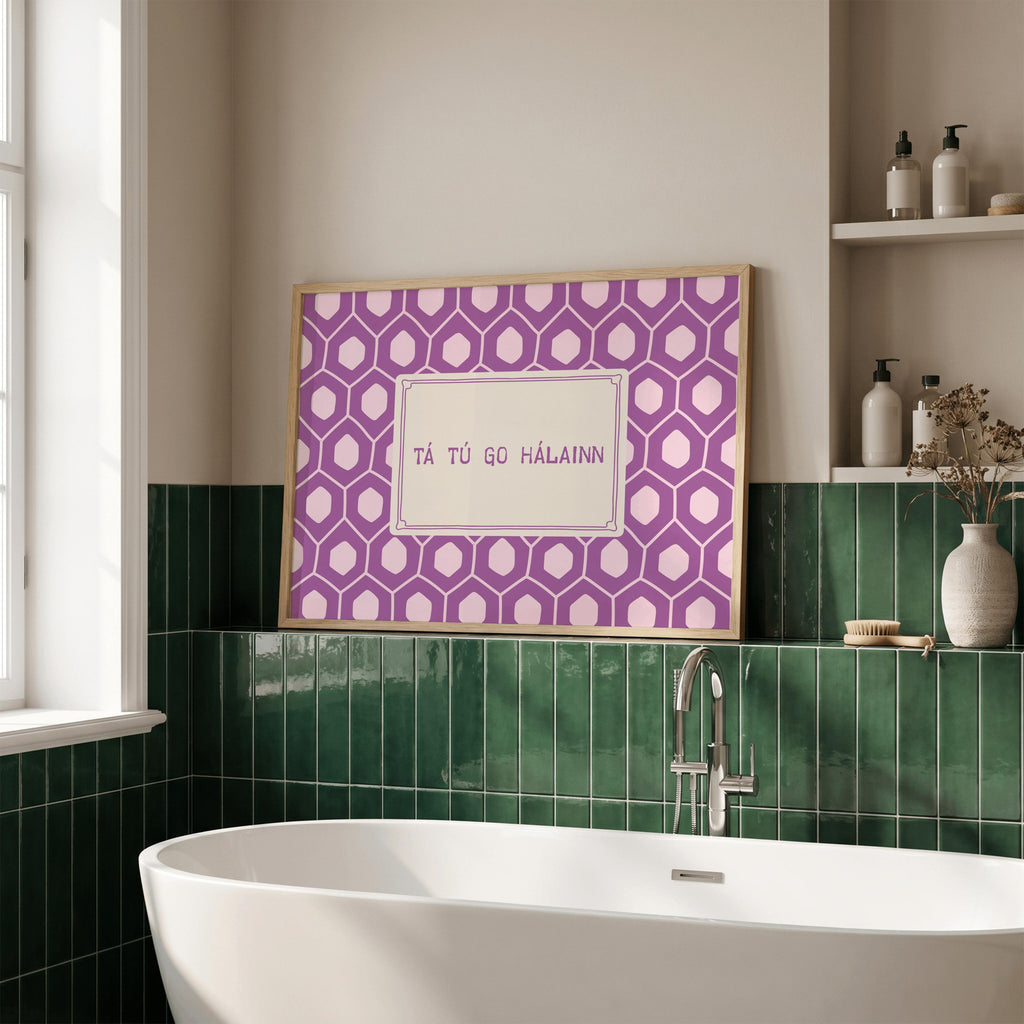 Tá tú go hálainn purple Irish print – wall mockup 5