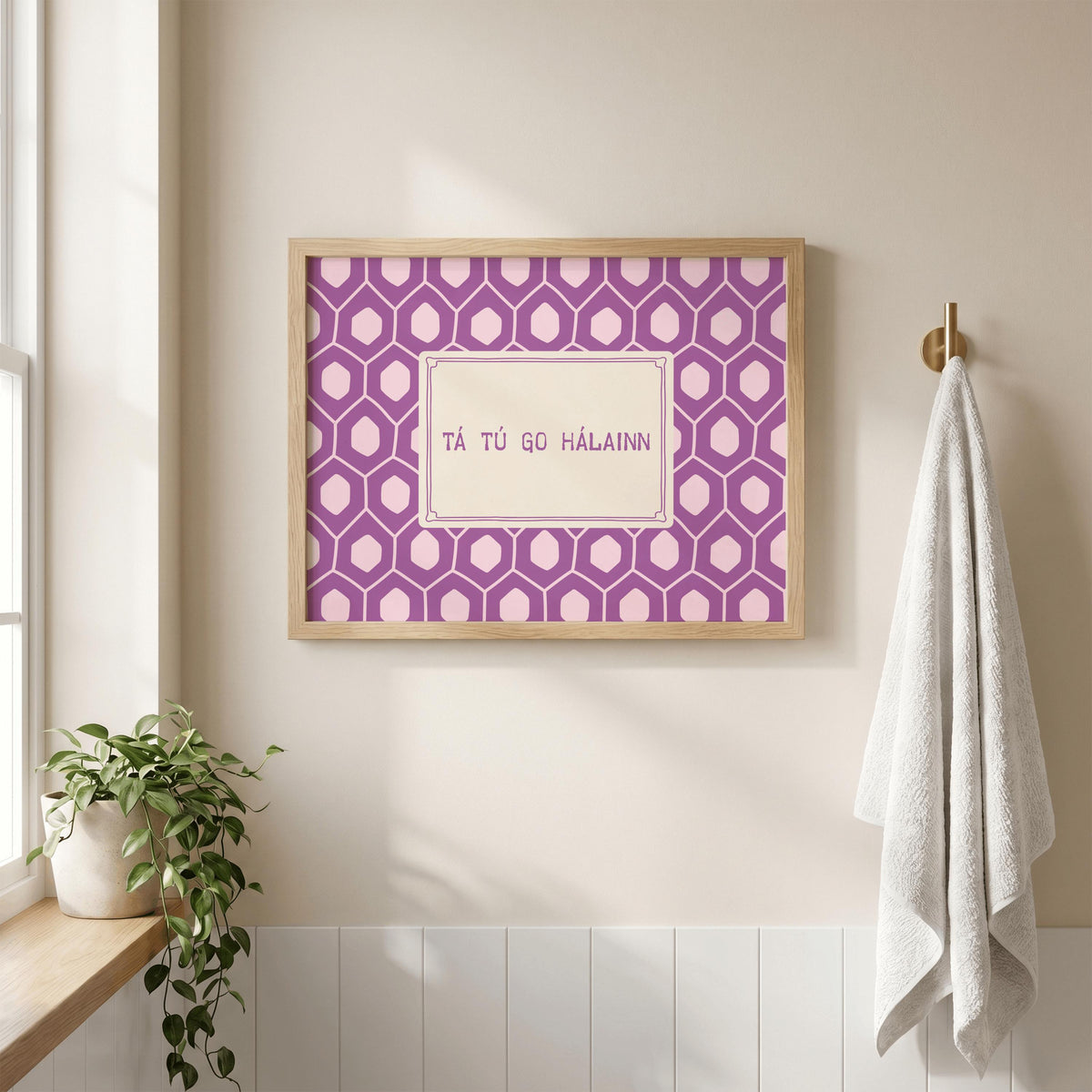 Tá tú go hálainn purple Irish print – wall mockup 6