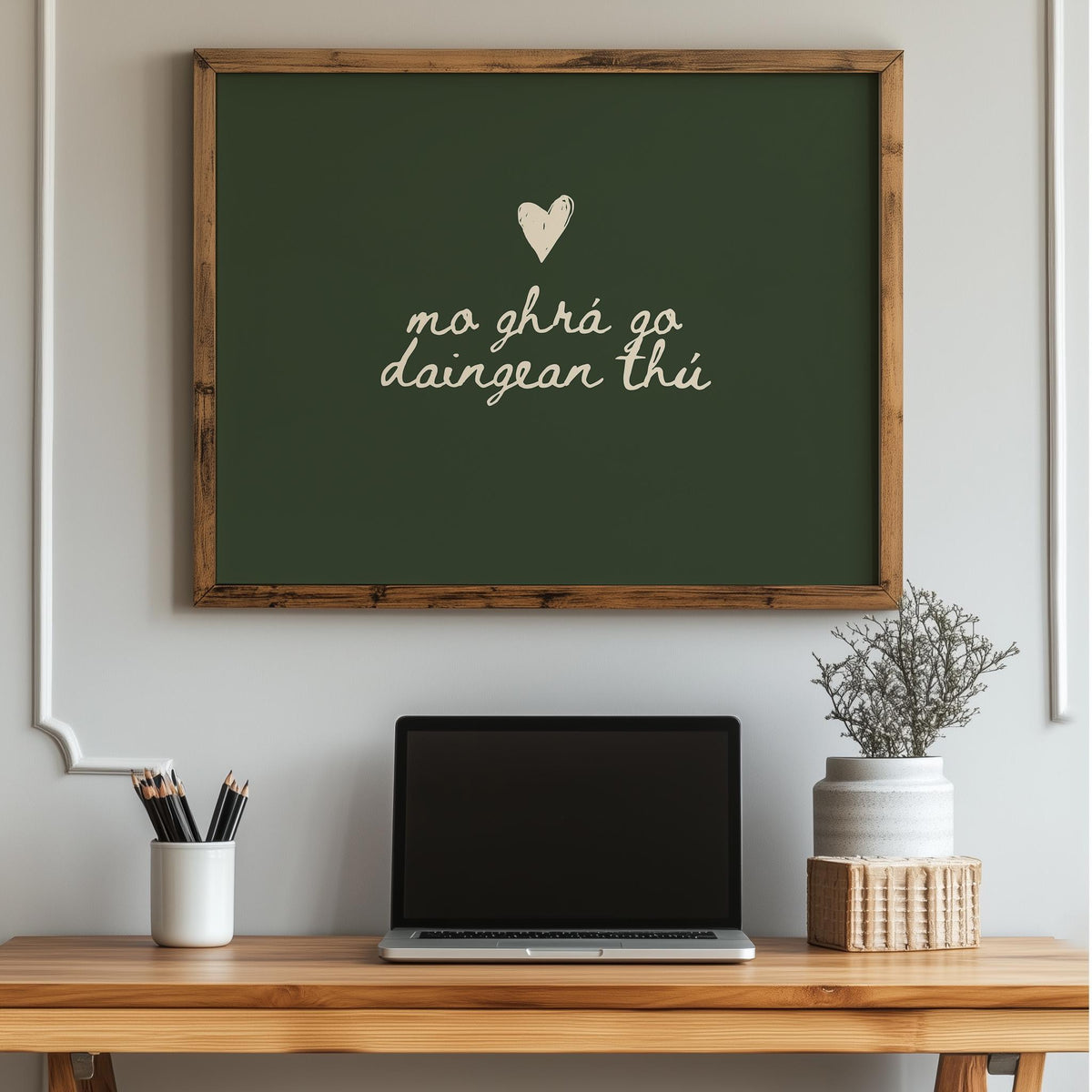Irish love deep green Irish print – wall mockup 3