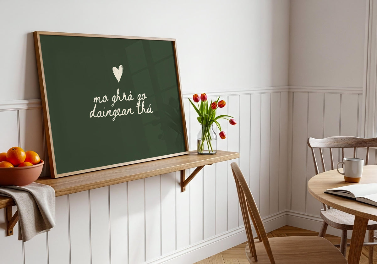 Irish love deep green Irish print – wall mockup 8
