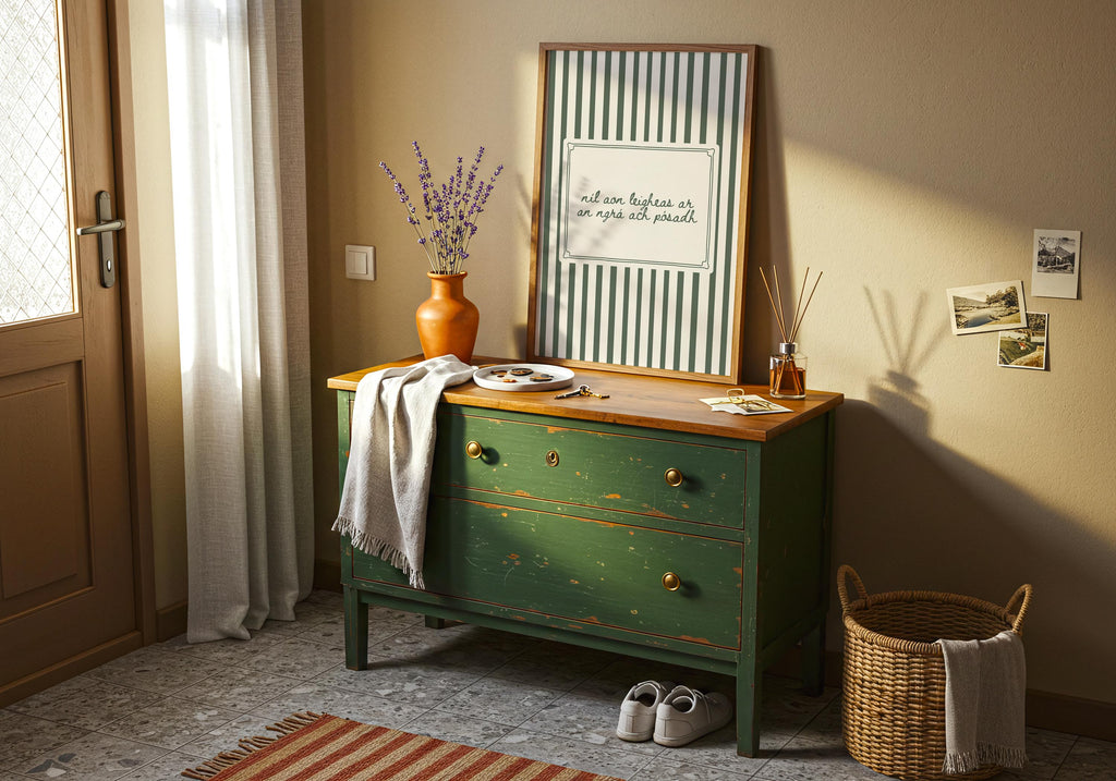 Níl aon leigheas green stripes Irish print – wall mockup 8