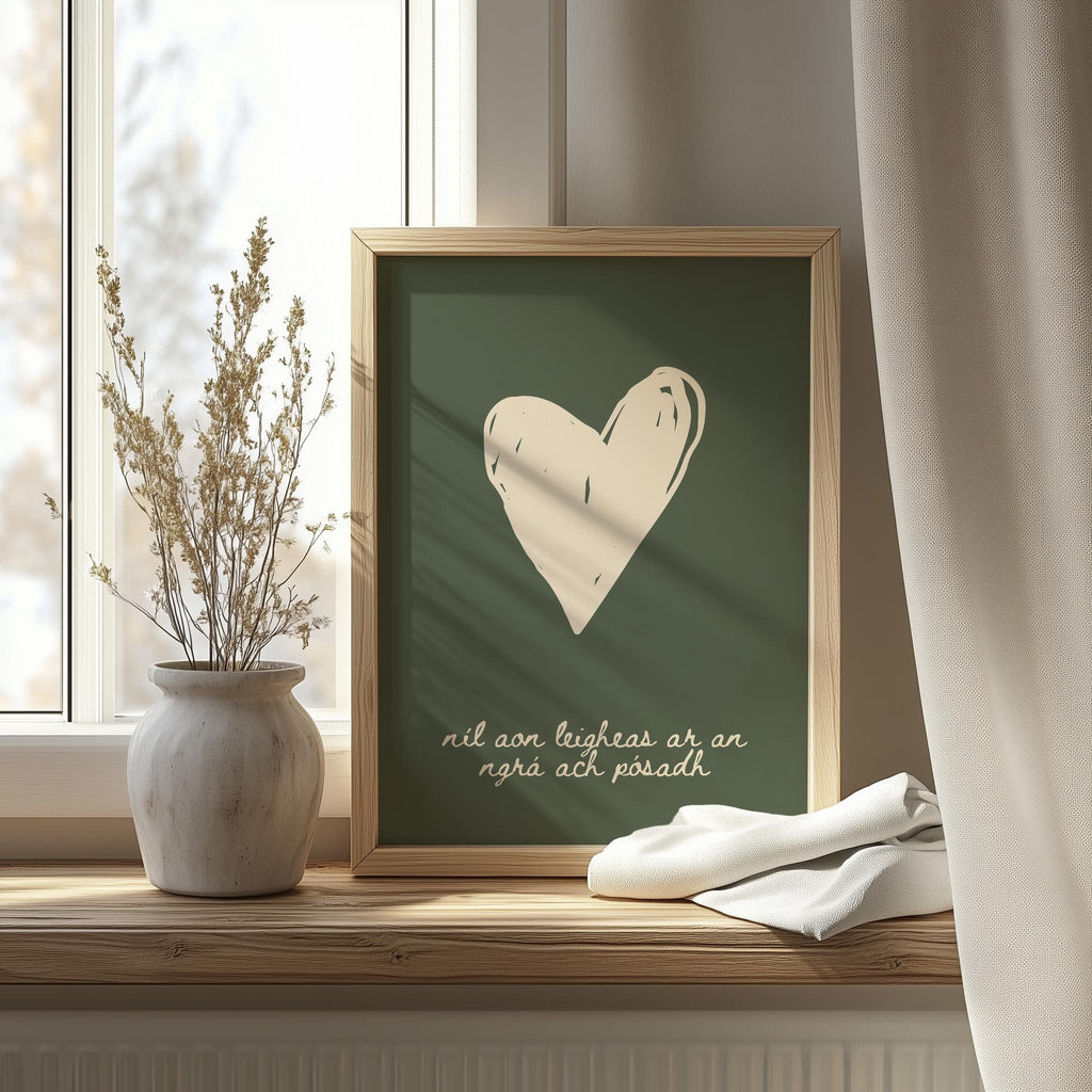 Níl aon leigheas ar an ngrá heart Irish print – wall mockup 7