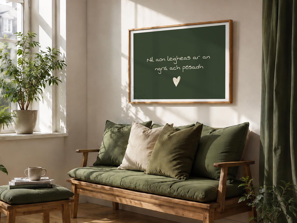 Níl aon leigheas chalkboard Irish print – wall mockup 1