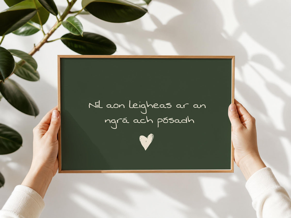 Níl aon leigheas chalkboard Irish print – wall mockup 2